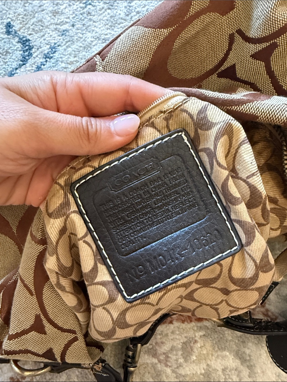 Coach Brown Signature Canvas Shoulder Bag with Dark Brown Leather Trim - Picture 10 of 10